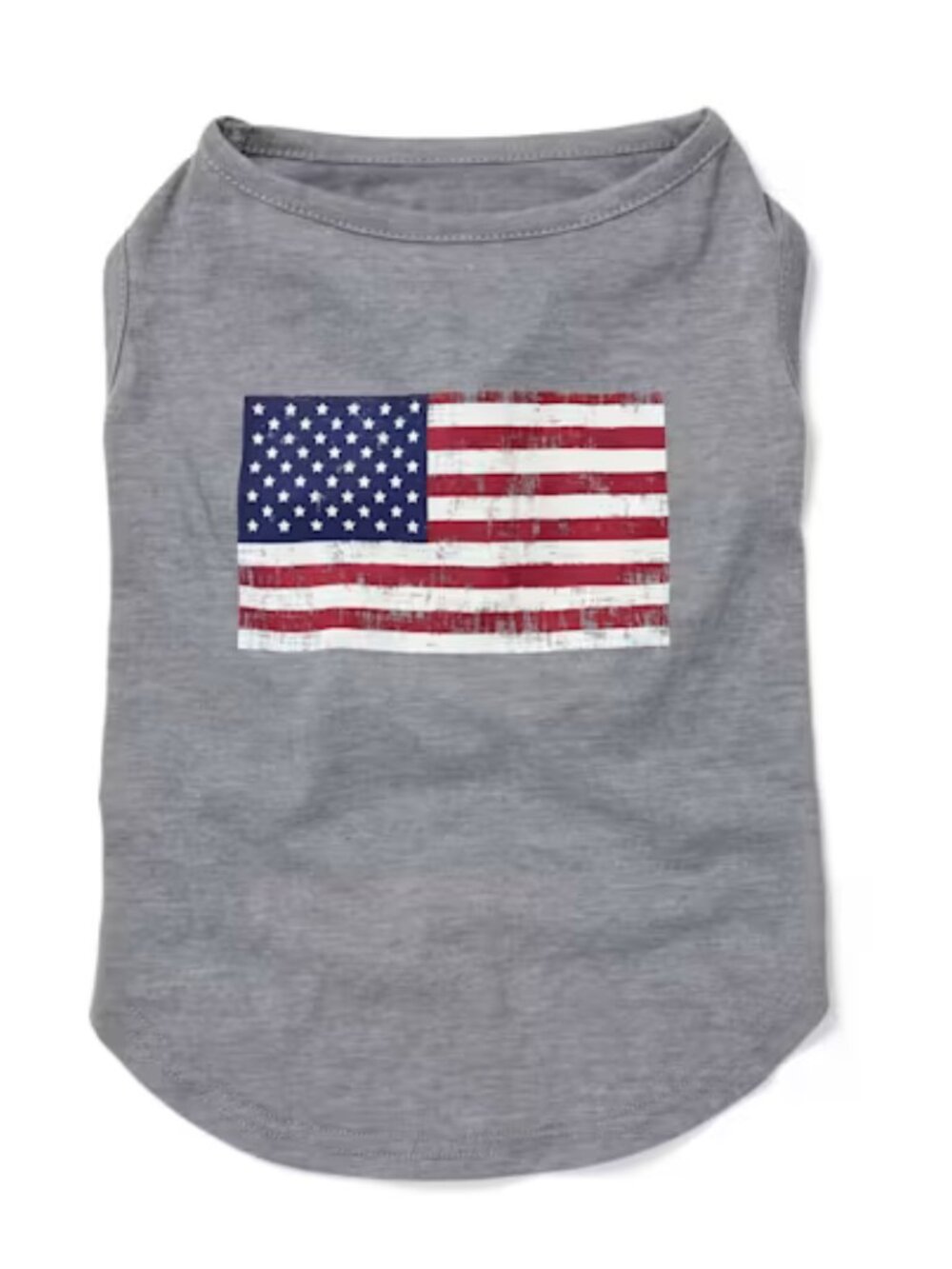 YOULY "The Citizen" American Flag Distressed Pet T-Shirt, Distressed Grey, Large